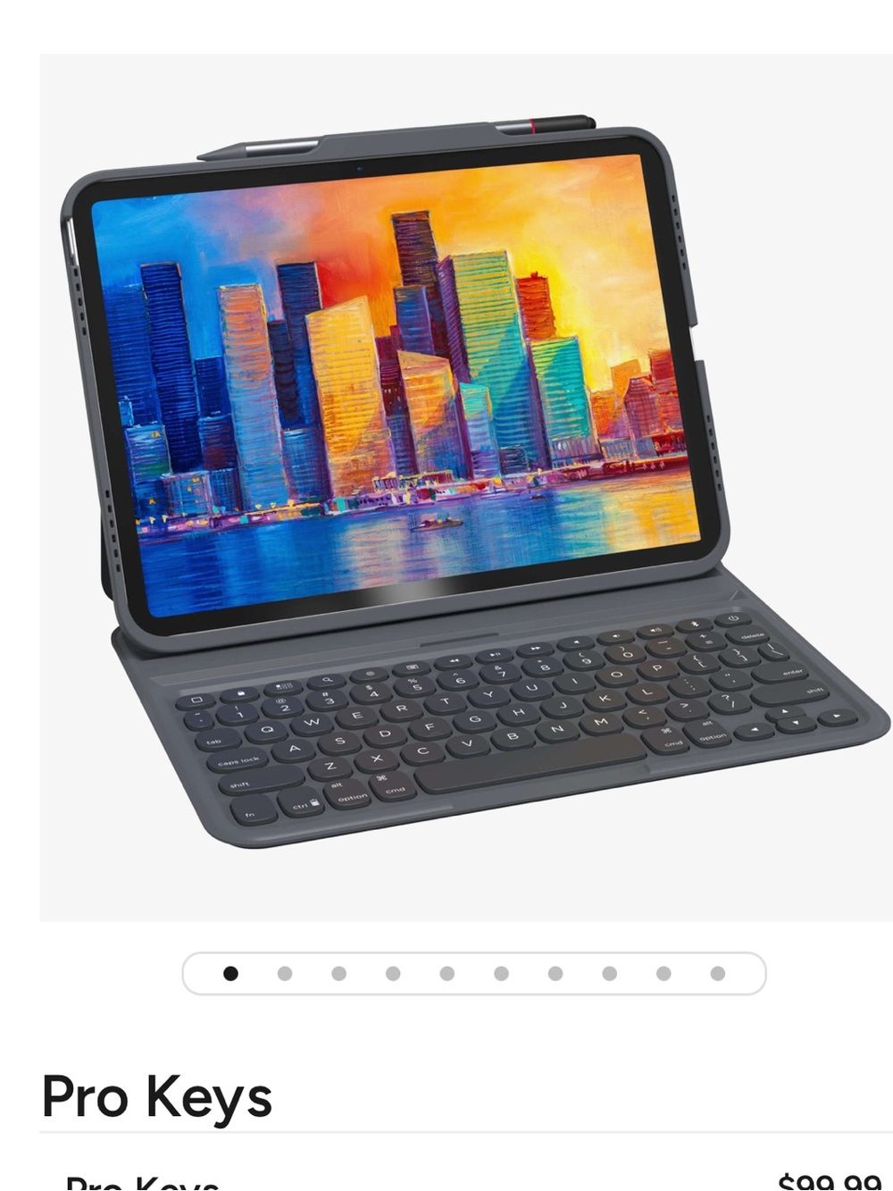 Pro Keys Bluetooth Keyboard Case for iPad- Charcoal